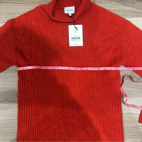 NWT Reformation Ozzy Regenerative Wool Sweater Dress size XS SUNDRIED TOMATO new - Picture 6 of 11
